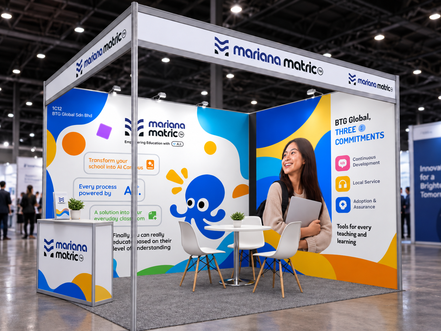 MarianaMatric exhibition booth at an education event